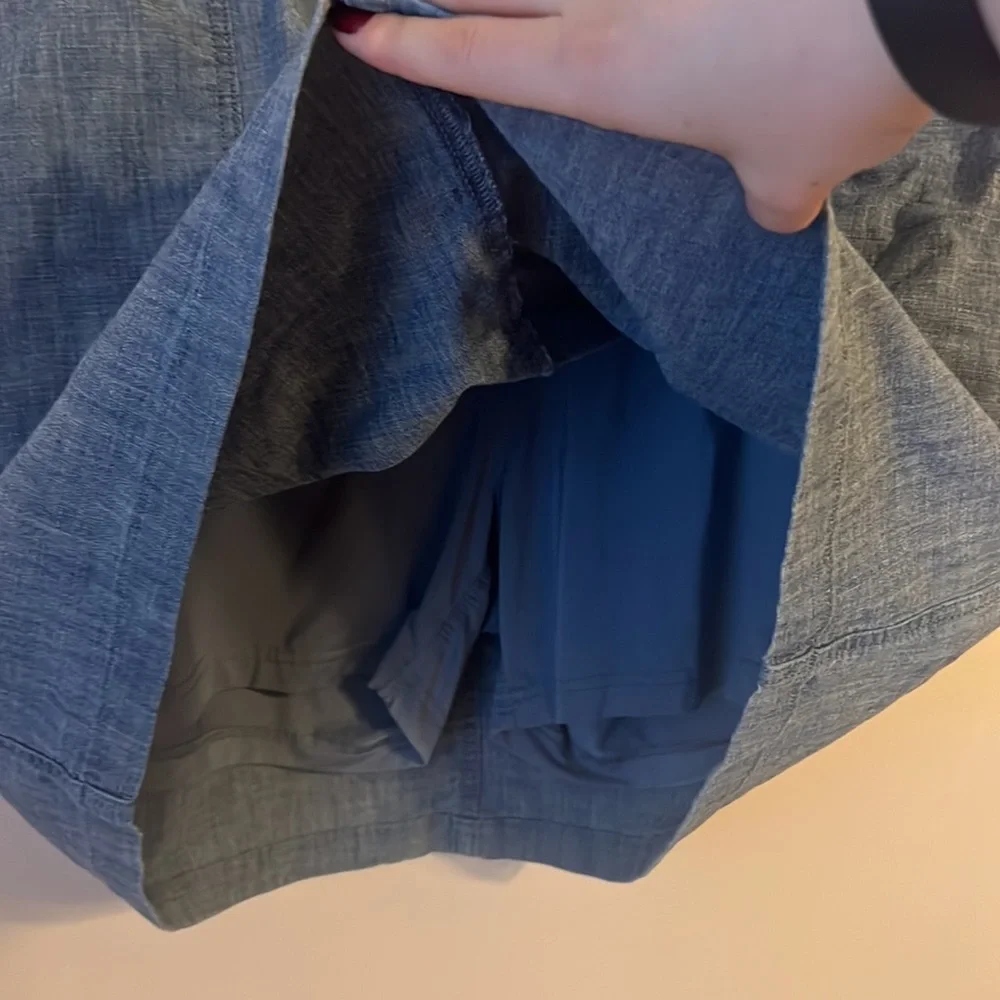 Land’s End Chambray‎ Skort Built in Shorts Blue Size 20W Elastic Waist Pull On